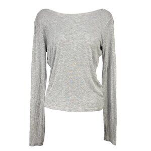H&M Modal Low-Cut Back Minimalist Long Sleeves Grey Spring T-Shirt Top Size 6